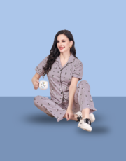 Grey, 100% Hosiery Cotton, Two Side Pocket  Night Suit