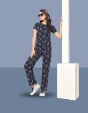 Black, 100% Hosiery Cotton, Two Side Pocket  Night Suit