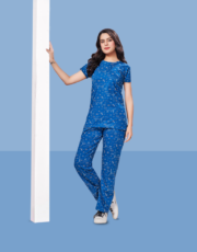 Sky Blue, 100% Hosiery Cotton, Two Side Pocket  Night Suit