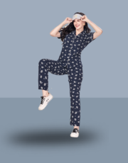 BLUE, 100% Hosiery Cotton, Two Side Pocket  Night Suit