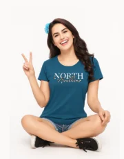Blue, Imported Cotton Hosiery, Printed T-shirt