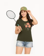Green, Imported Cotton Hosiery, Printed T-shirt