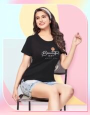 Black, Imported Cotton Hosiery, Printed T-shirt