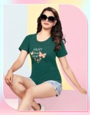 Green, Imported Cotton Hosiery, Printed T-shirt