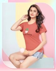 Orange, Imported Cotton Hosiery, Printed T-shirt