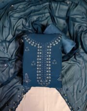 Ink Blue, Georgette with Lining, Thread and Sequence Work Unstitched Suit