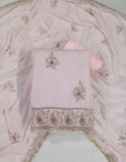 Pink, Georgette with Lining, Cut Dana Work Unstitched Suit