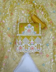 Yellow, Jam Cotton, Thread Work Unstitched Suit