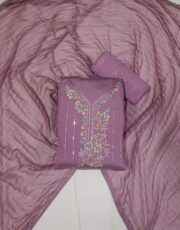 Purple, Jam Cotton, Thread and Zari Work Unstitched Suit