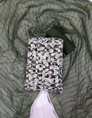Green, Chicken, Thread Work Unstitched Suit