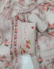 Beigh, Organza, Thread & Sequence Work Unstitched Suit